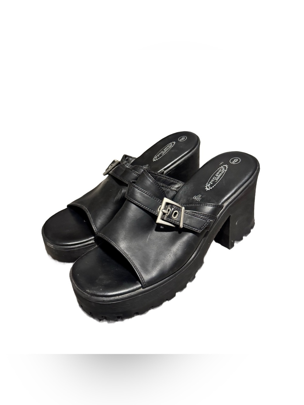Lower East Side Y2K Chunky Platform Sandal Women's 9 Black Leather Trendy 00s